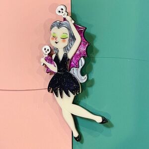 Retro Voodoo Queen Acrylic Vintage style Brooch Pin